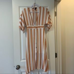 Forever 21 button up striped dress with belt